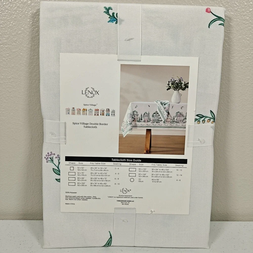Lenox Spice Village Double Border White Tablecloth 70